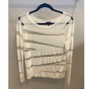 NWOT Express White & Mesh Panel Sweater